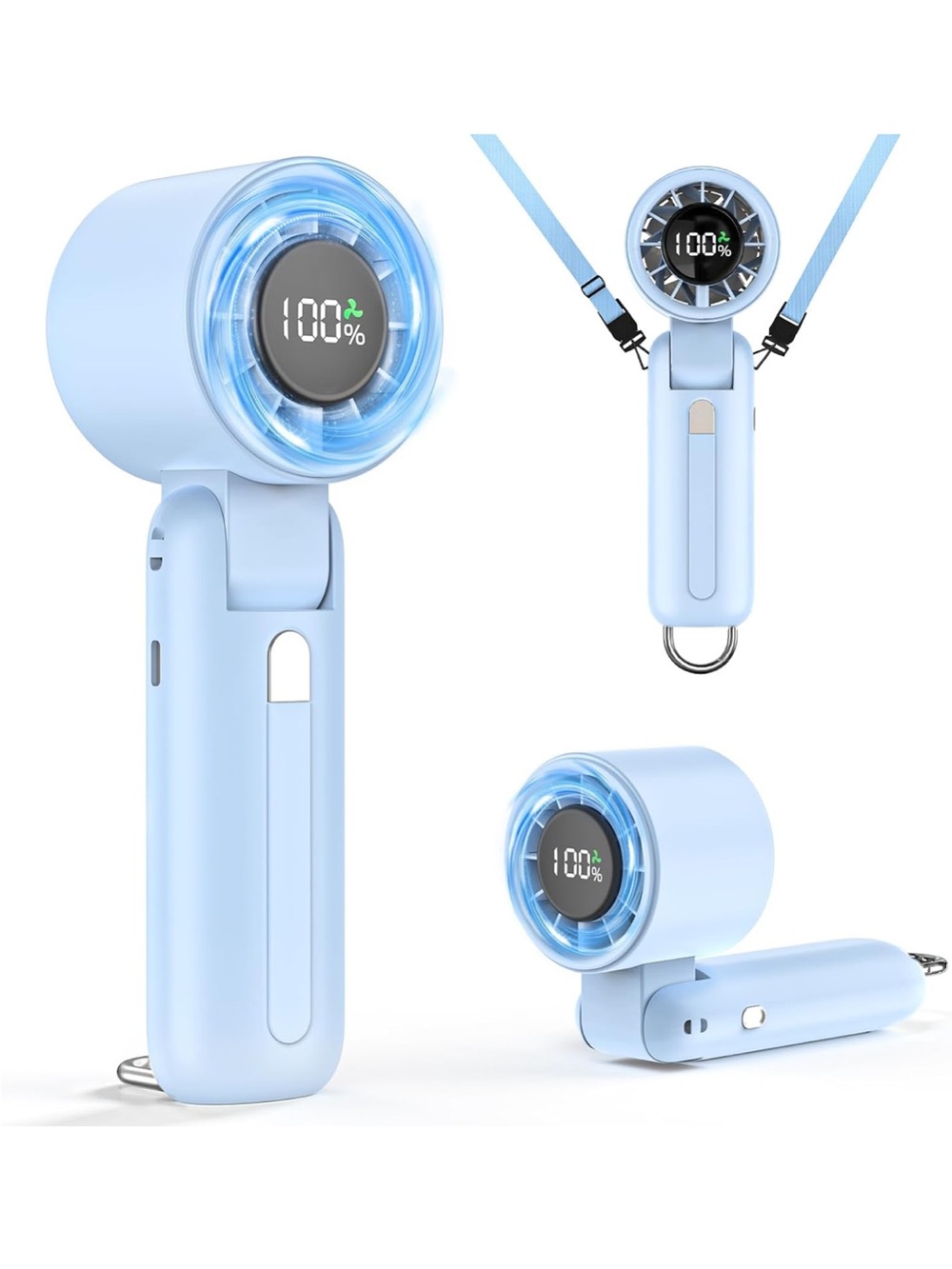 PHENSEN 4 in 1 Turbo Handheld Fan - 100-Speed Adjustable, 160° Flexible Head, 50